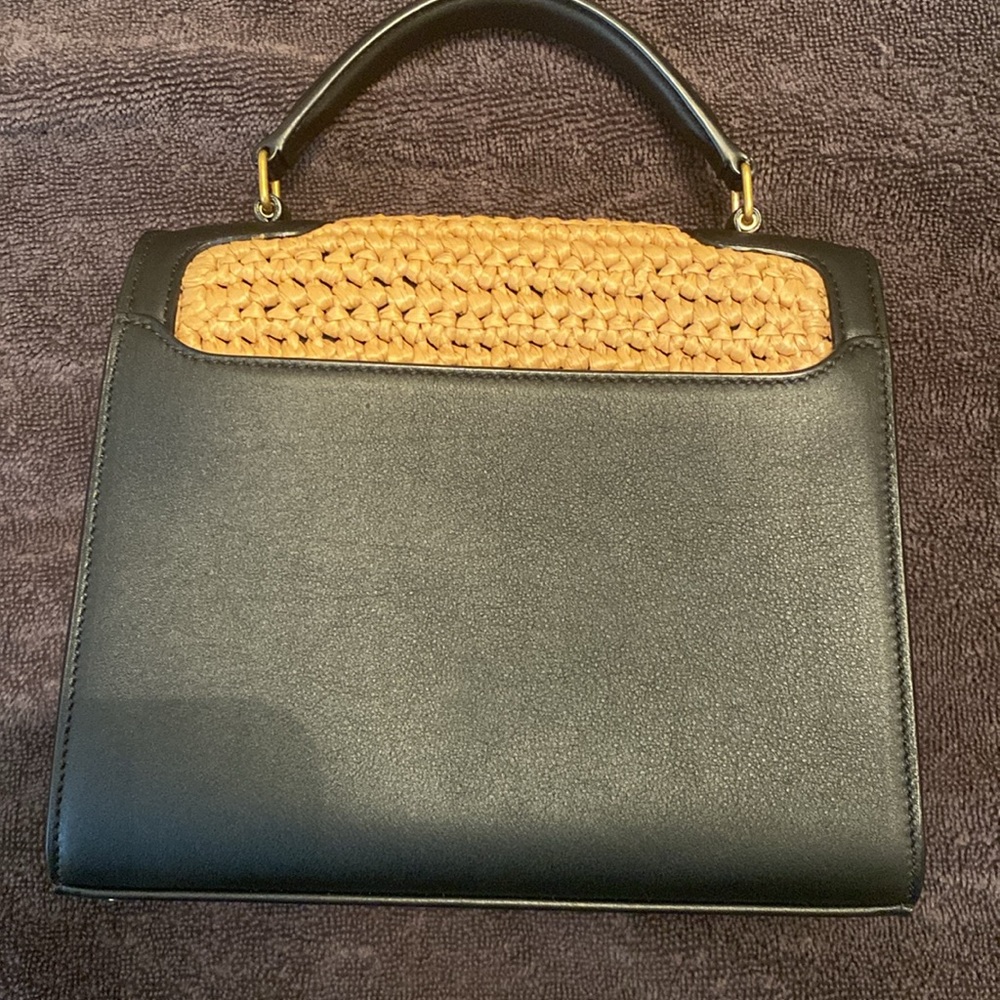 SAINT LAURENT Cassandra Mini raffia and leather top-handle bag - Picture 10 of 14